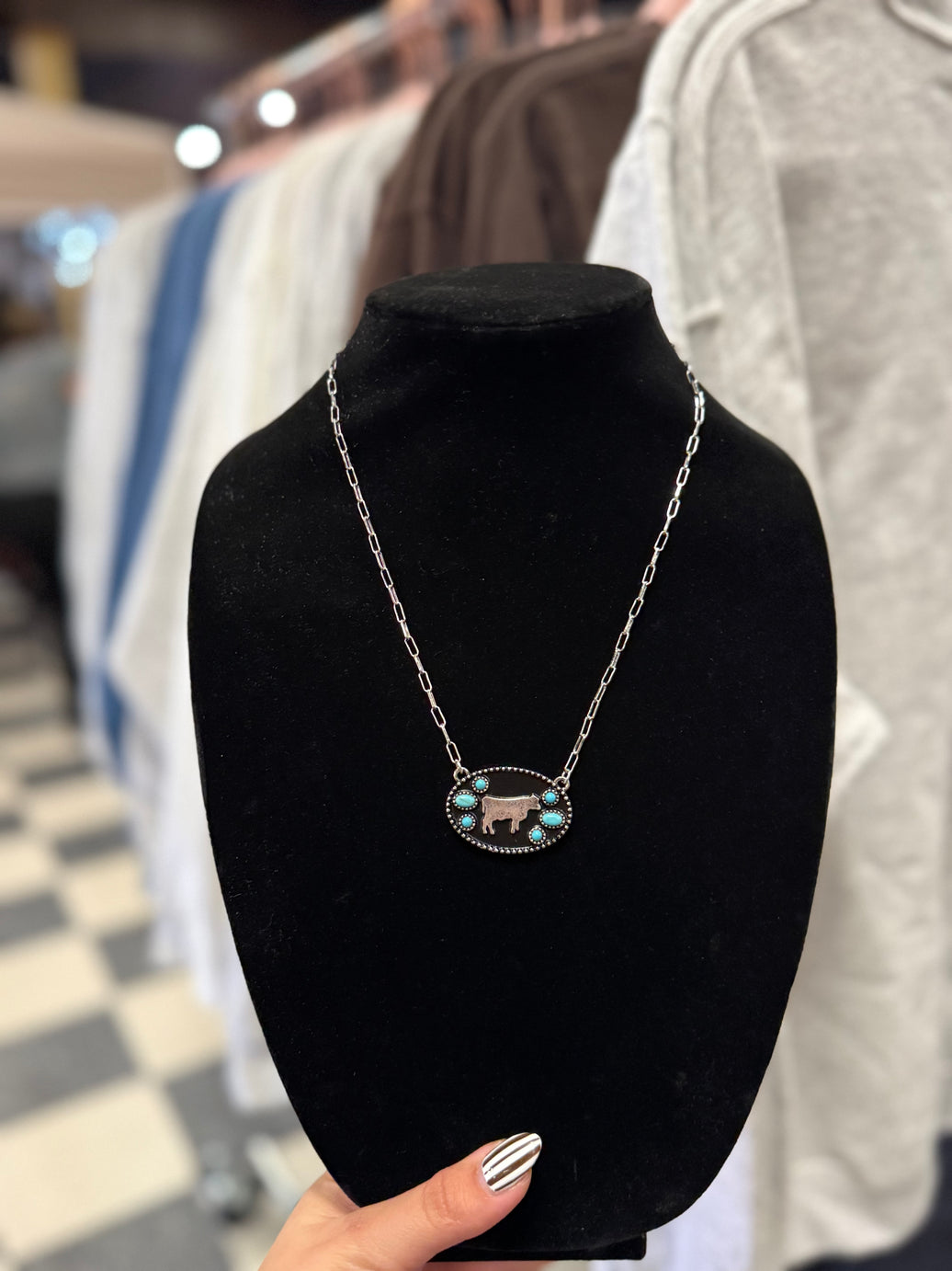 Turquoise cattle necklace